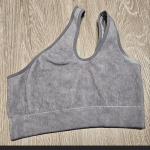 Blue-Gray Ribbed Women's Sports Bra
